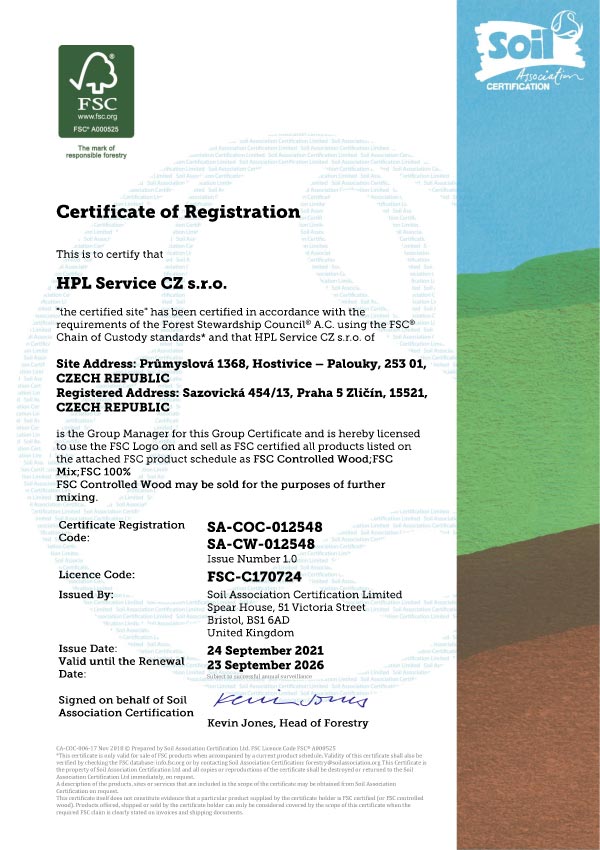 FSC certificate